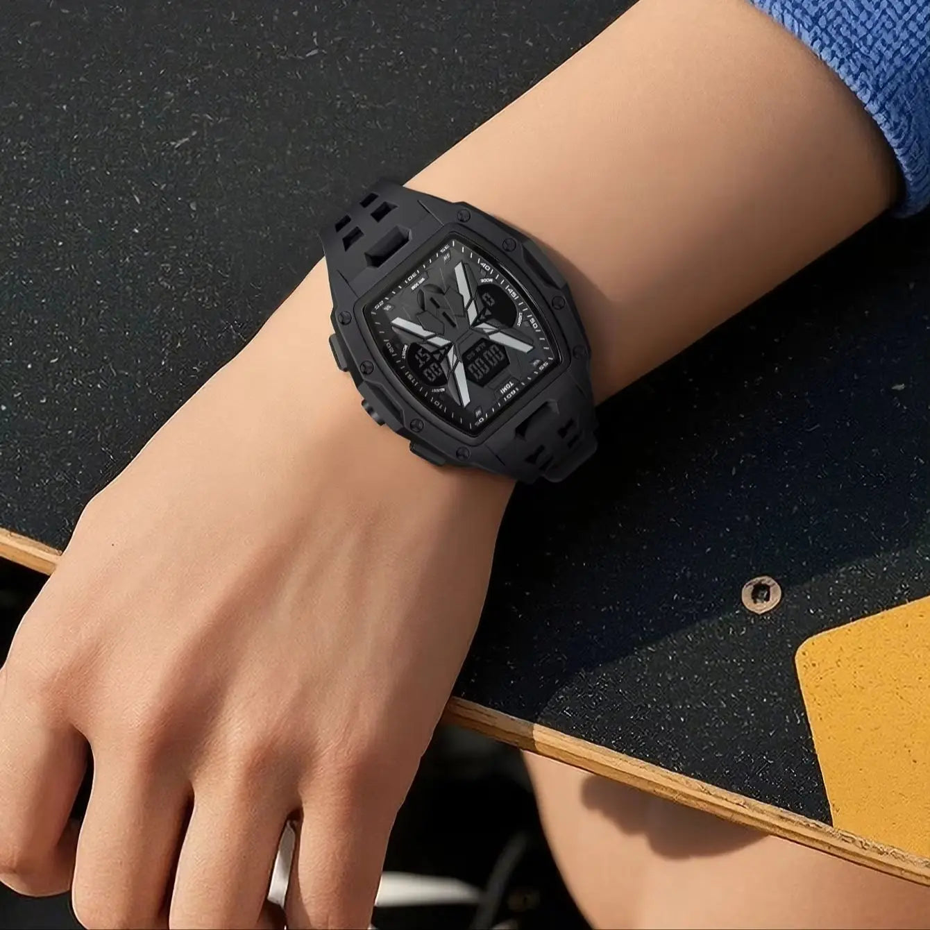 TOMI Men's Mecha Style Digital Watch — Breathable Silicone Sports Wristwatch