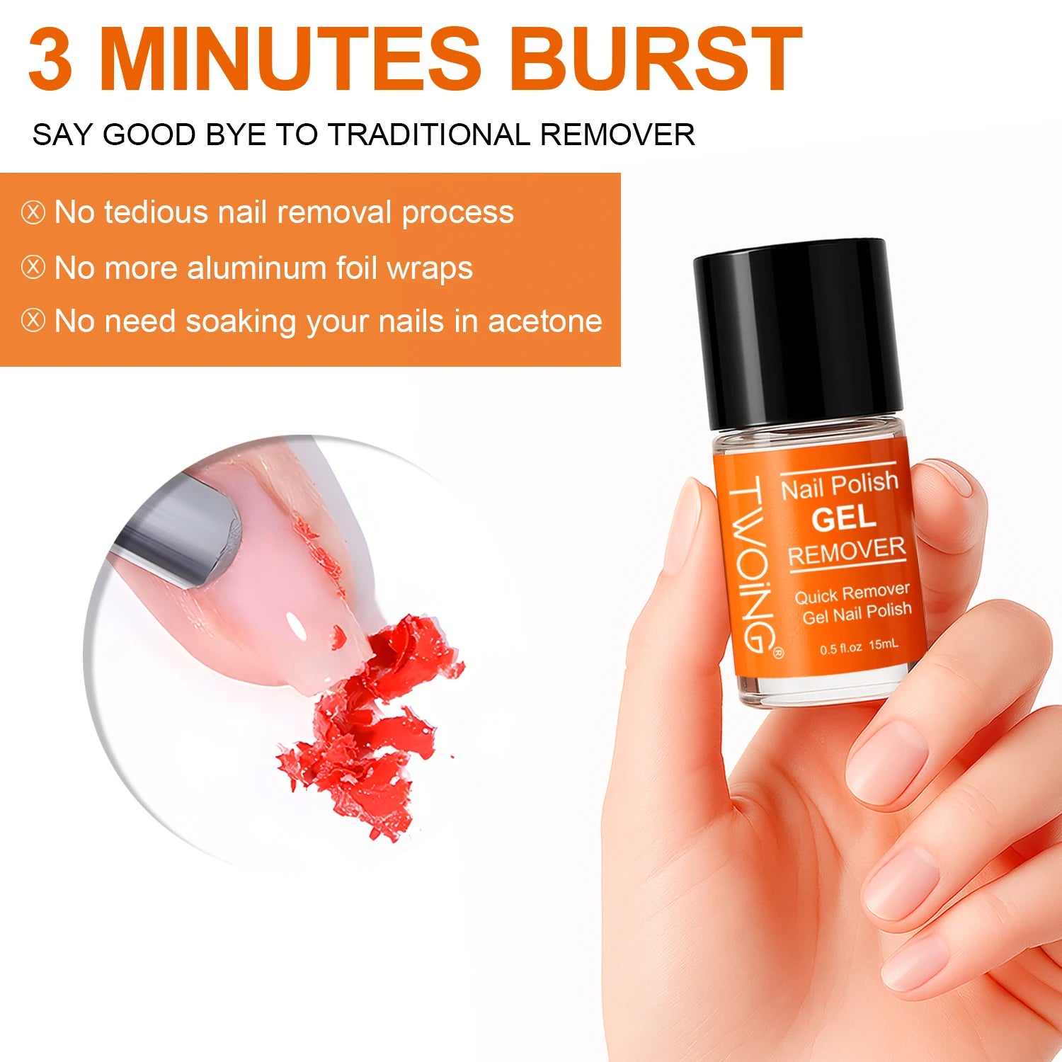 TWOING Gel Polish Remover — Fast Soak-Off Formula, No Wrapping Required