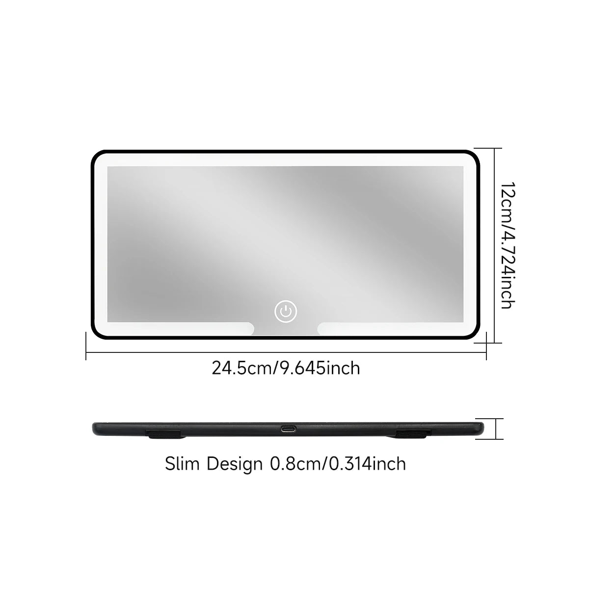 LED Car Makeup Mirror — Ultra Thin HD Sunshade Mirror with Touch Dimming
