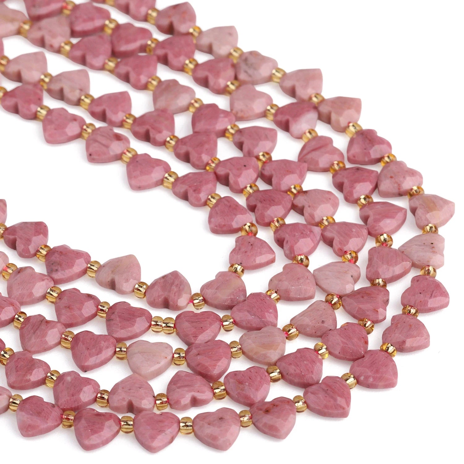 Natural Faceted Heart Stone Beads — DIY Jewelry Making Supplies, 8mm