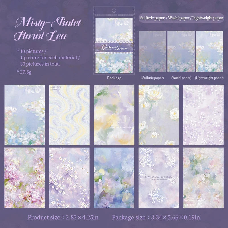 Vintage Garden Dream Writing Paper — 30pcs Retro Scrapbooking Material
