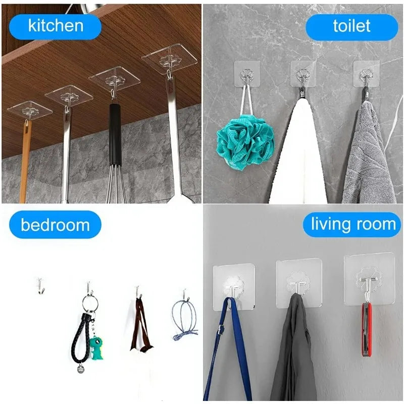 Heavy Duty Adhesive Wall Hooks — Damage Free Hanging Solution, 10-Piece Set
