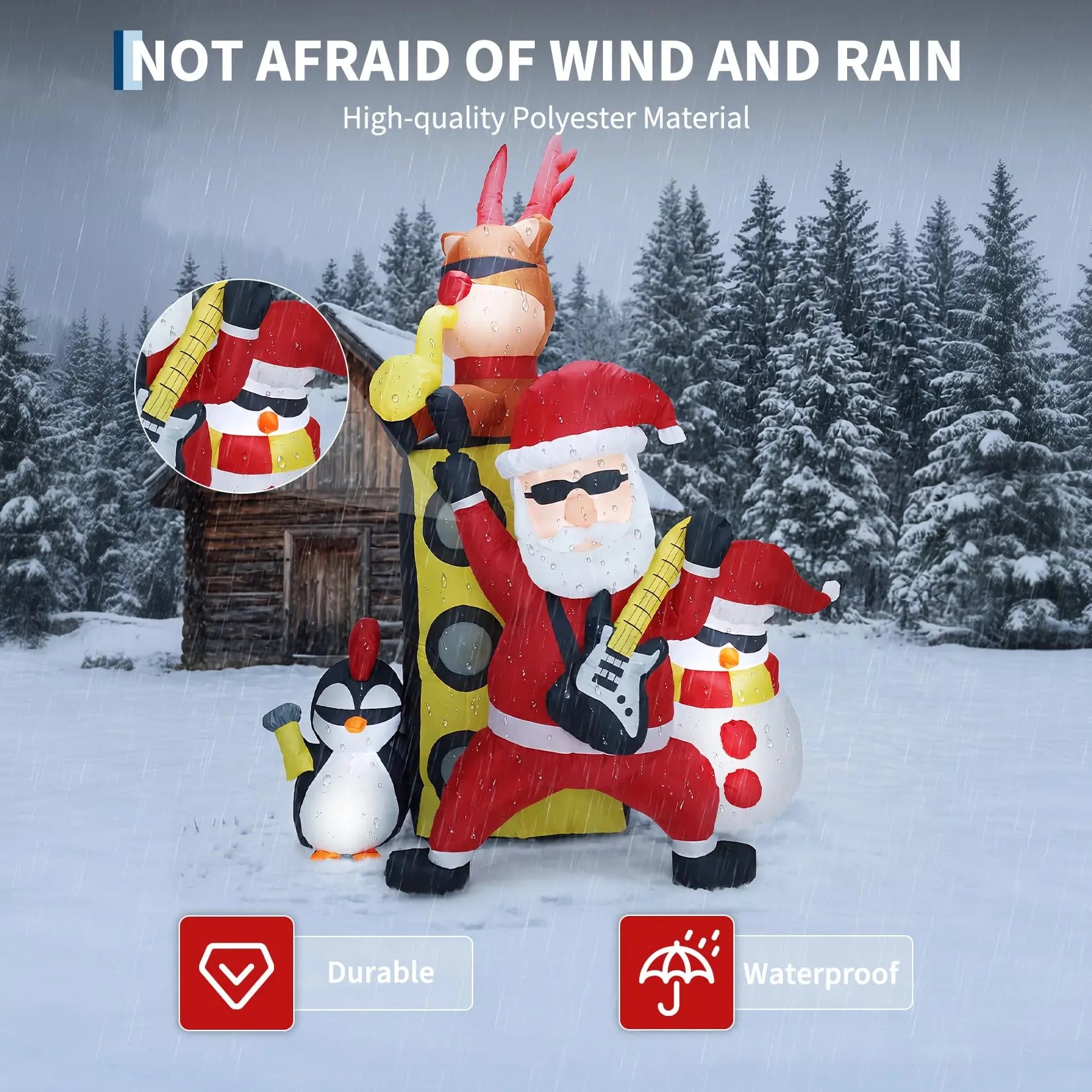 HiMISS 7 FT Santa Band Inflatable — Festive Christmas Yard Decor with LED Lights