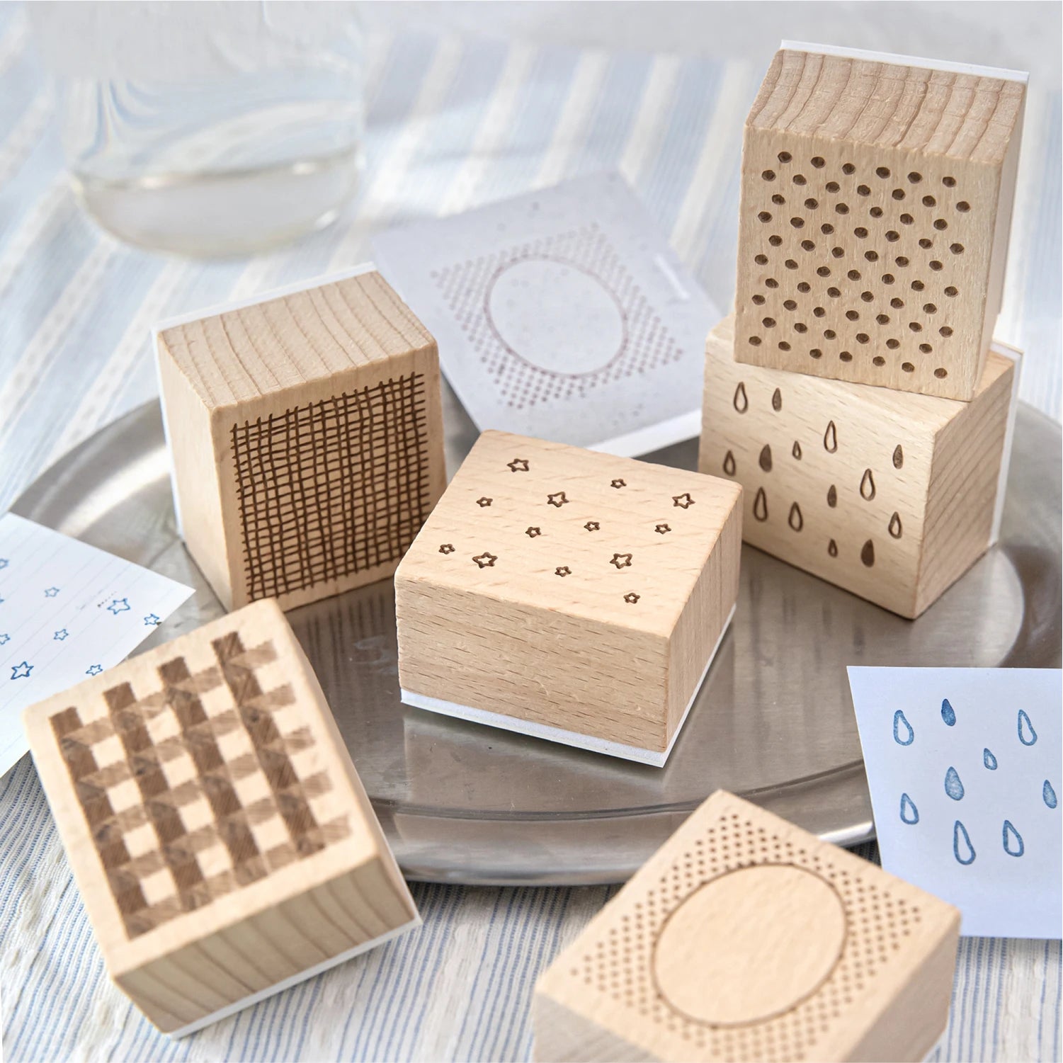 Geometric Aesthetic Wooden Rubber Stamps — DIY Scrapbooking & Card Making Set