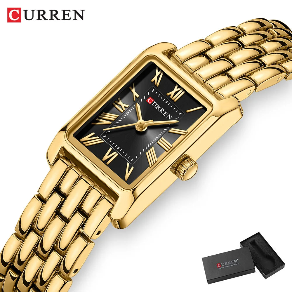 Curren Luxury Rectangle Women's Watch — Elegant Stainless Steel Bracelet