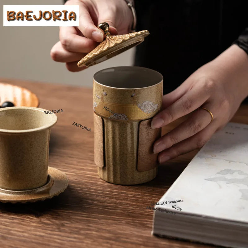 BAEJORIA Crane Design Tea Infuser Mug — Cultural Creative Filter Cup