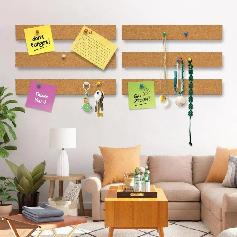Self-Adhesive Cork Strip Board — Customizable Bulletin Board for Office & Home