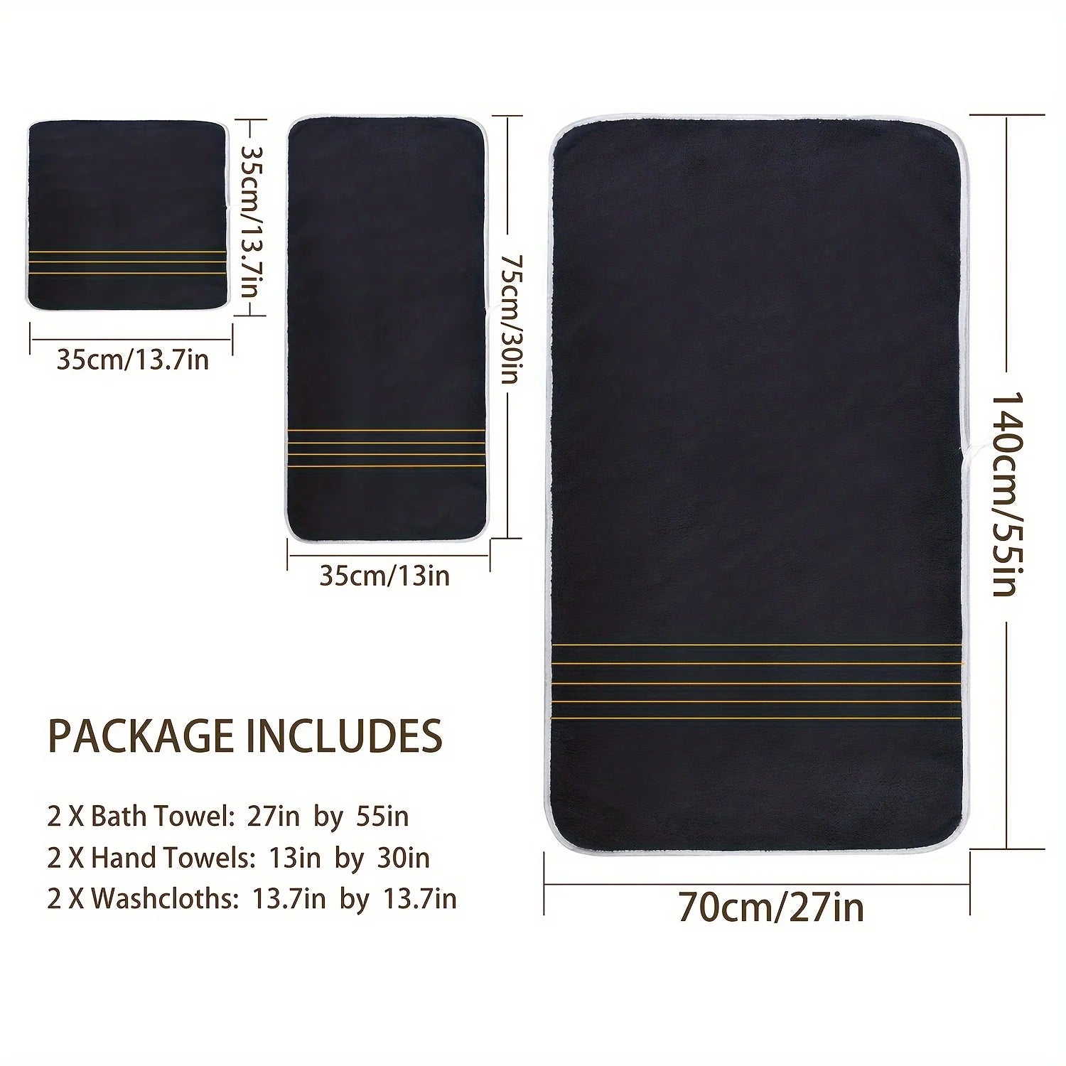 Premium Bath Towel Set — Soft Absorbent Fabric with Gold Accents