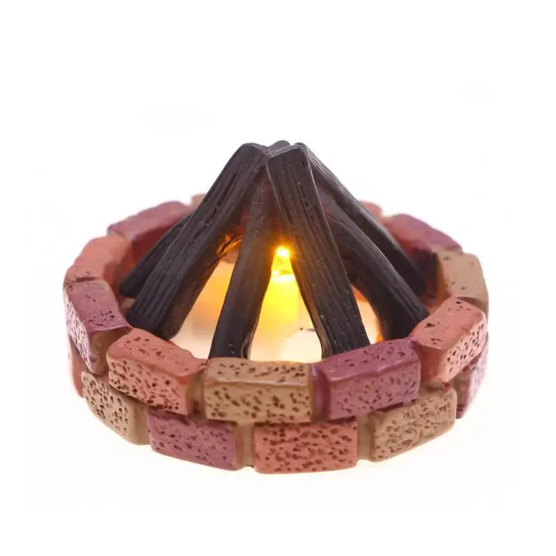 Miniature LED Bonfire Ornament — Realistic Dollhouse Outdoor Decor