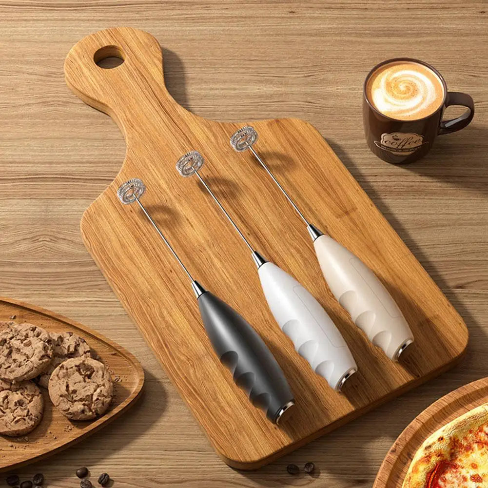 Wireless Electric Milk Frother — Handheld Battery-Powered Mixer for Coffee and Baking