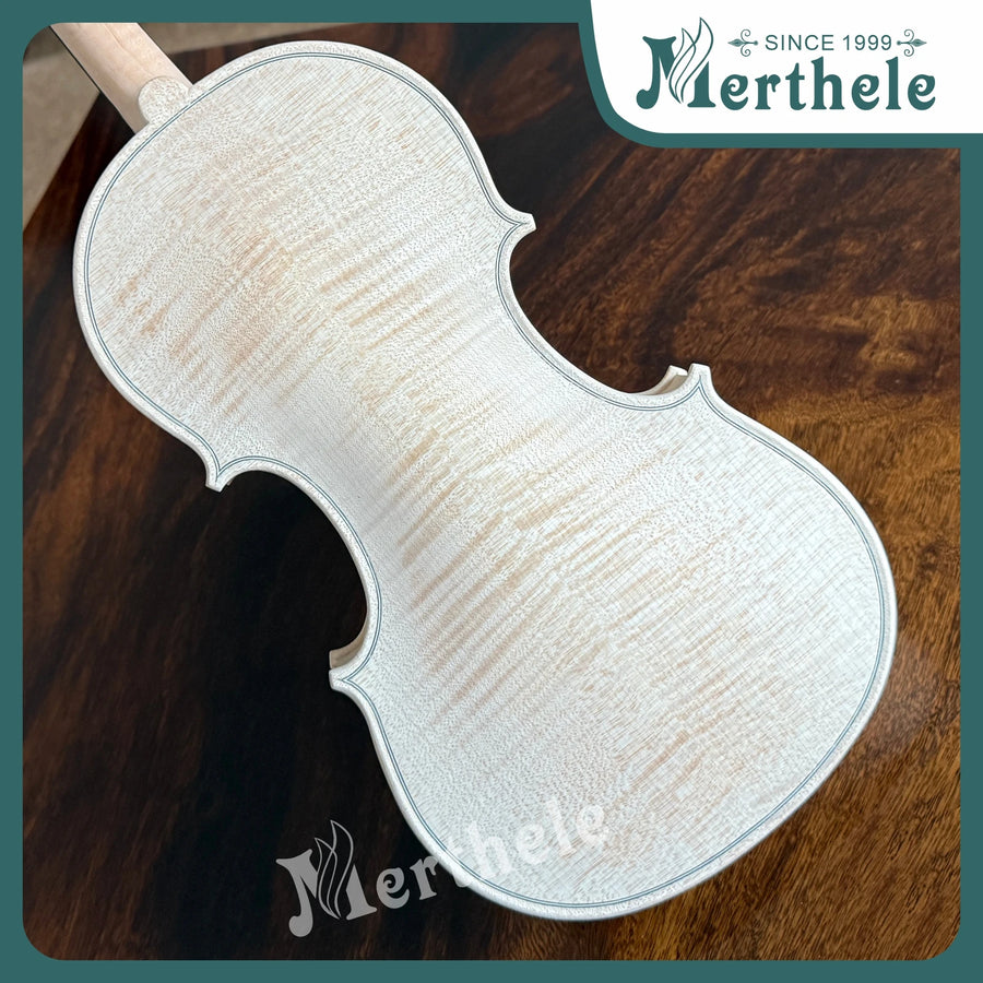 Handmade Flame Maple Violin — Unfinished 4/4 Spruce Wood Instrument