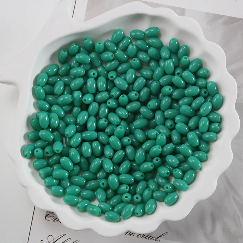 Oval Glass Rice Spacer Beads — Solid Color Jewelry Making Supplies