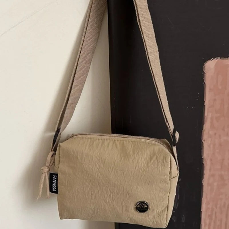 Women's Mini Nylon Crossbody Bag — Multi-Compartment Square Purse for Travel