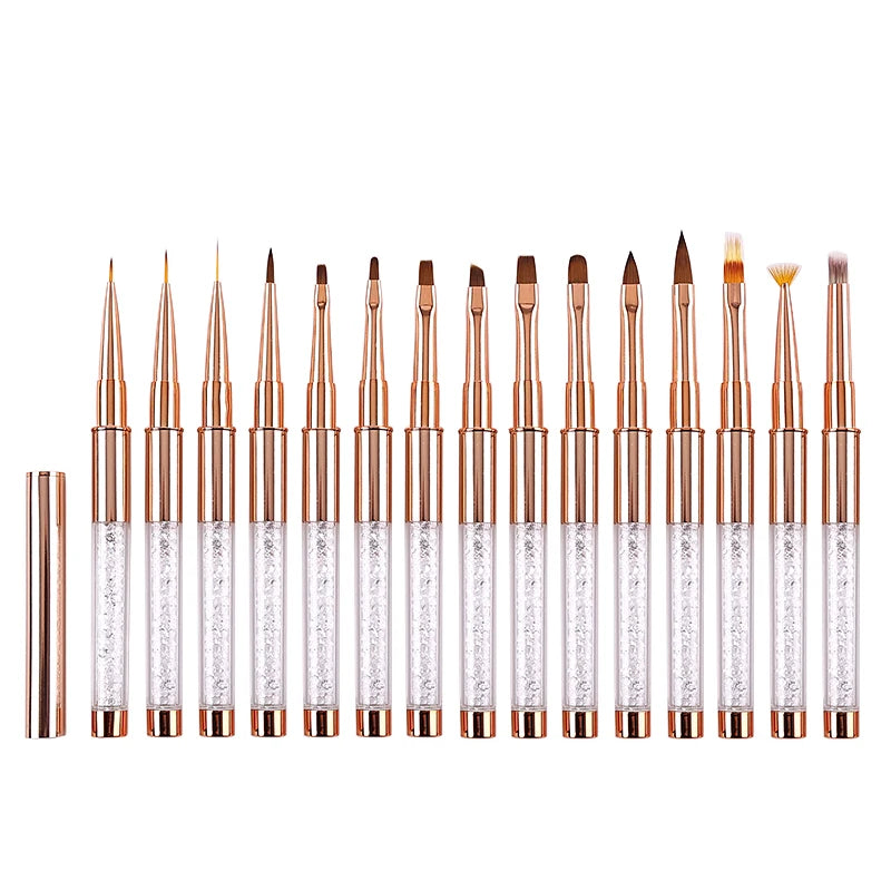 Rose Gold Nail Art Brush Set — Professional Manicure & Acrylic Tools