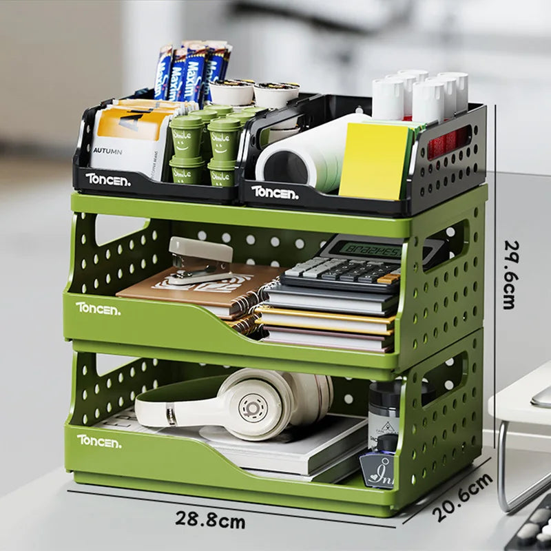 Stackable 3-Tier Desk Organizer — Multi-Compartment Office Storage