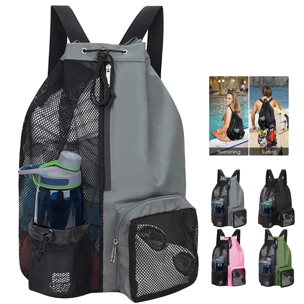 vakind Drawstring Sports Backpack — Lightweight Mesh Beach Bag