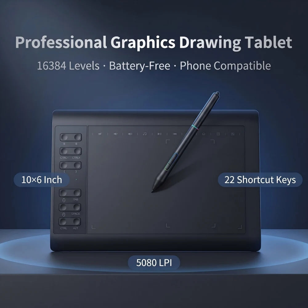 NULOXO Graphic Drawing Tablet — 16384 Pressure Levels Digital Art Pad