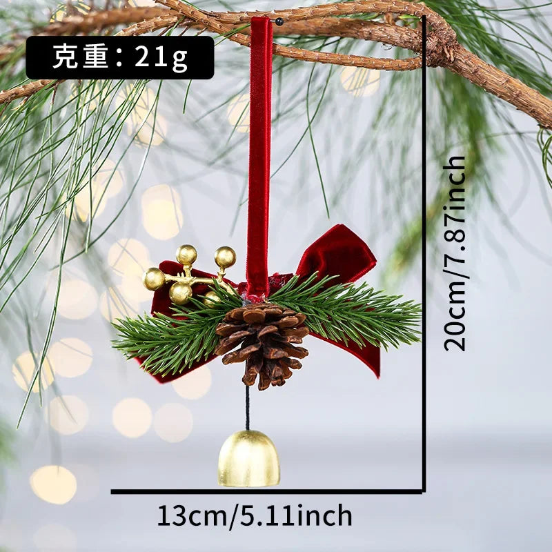 Christmas Wind Chime Ornament — Pinecone and Bell Hanging Decor