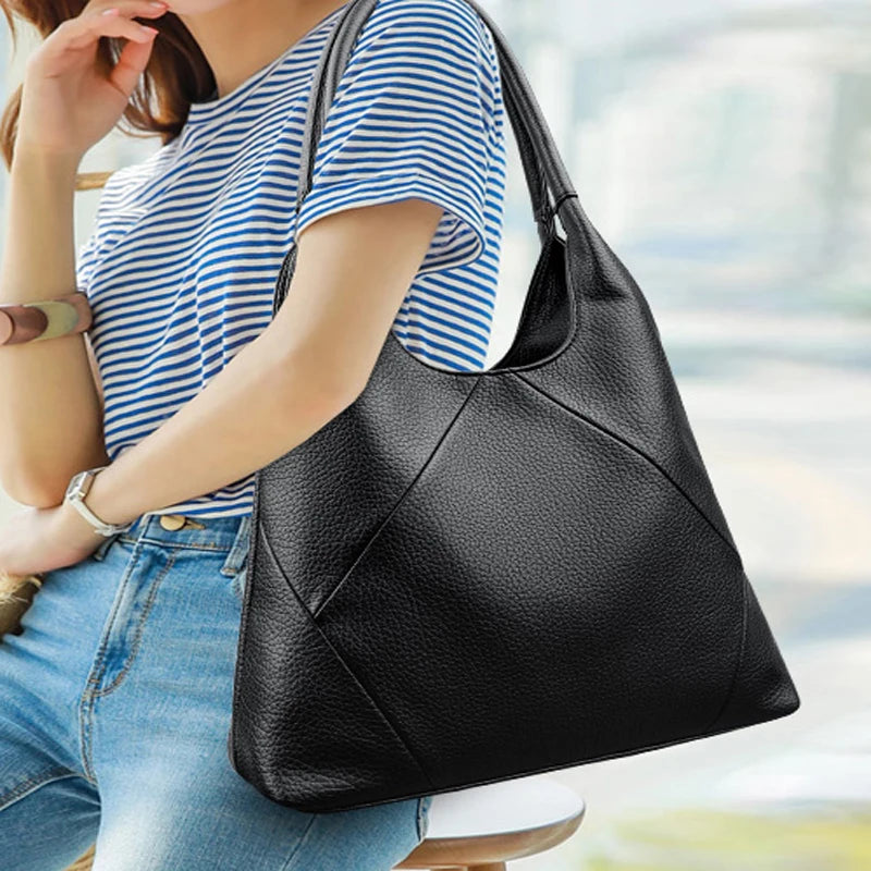 KMFFLY Leather Hobo Bag — Large Capacity Shoulder Handbag for Women
