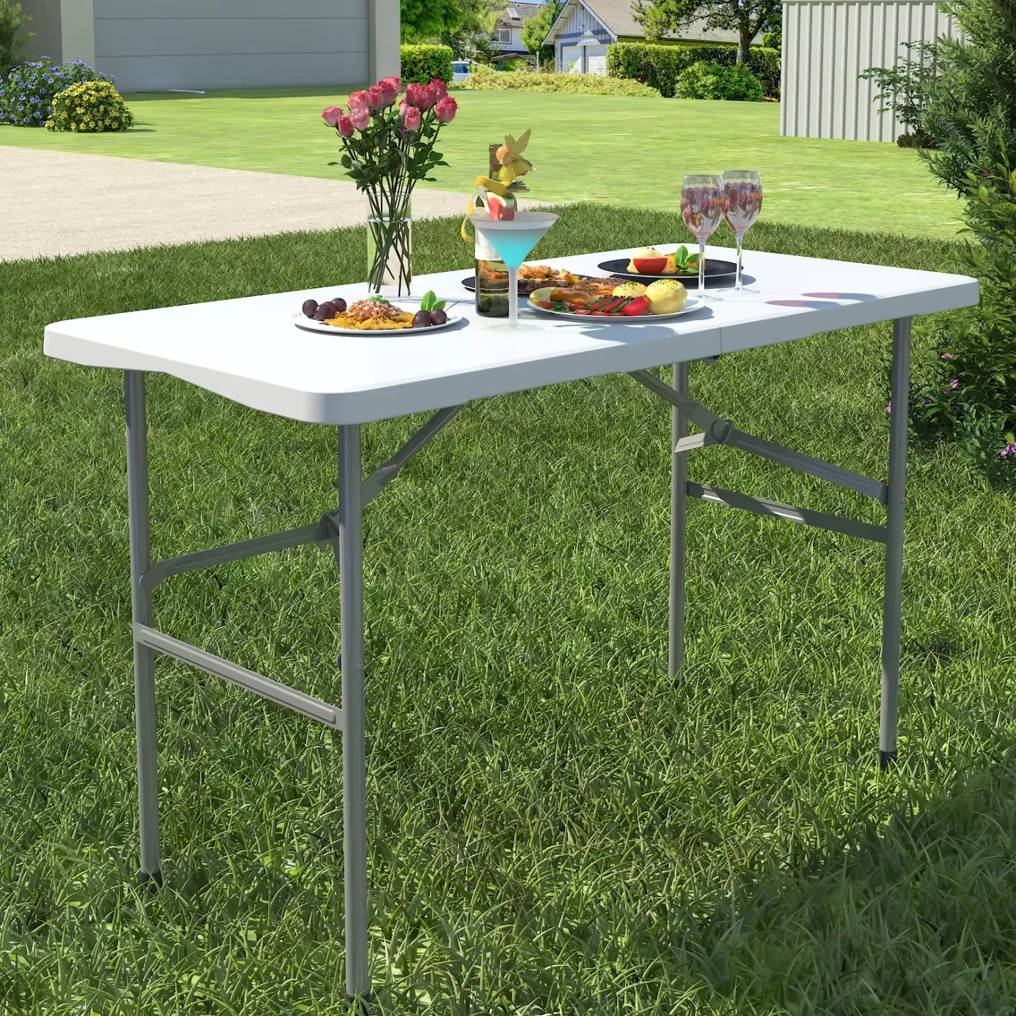 EVOKEDEN 4 FT Folding Table — Heavy Duty Portable Dining Surface