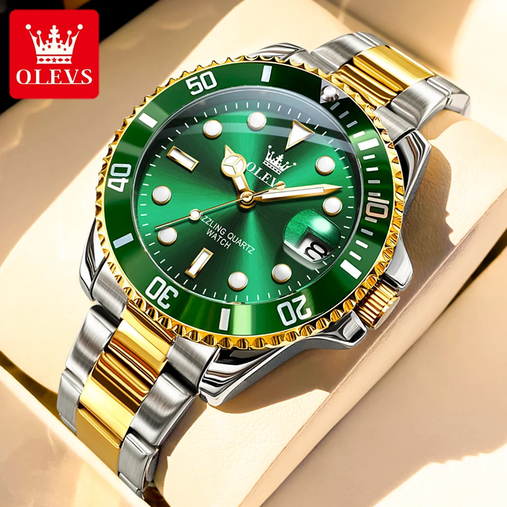 OLEVS 5885 Men's Business Watch — Stainless Steel Quartz Wristwatch