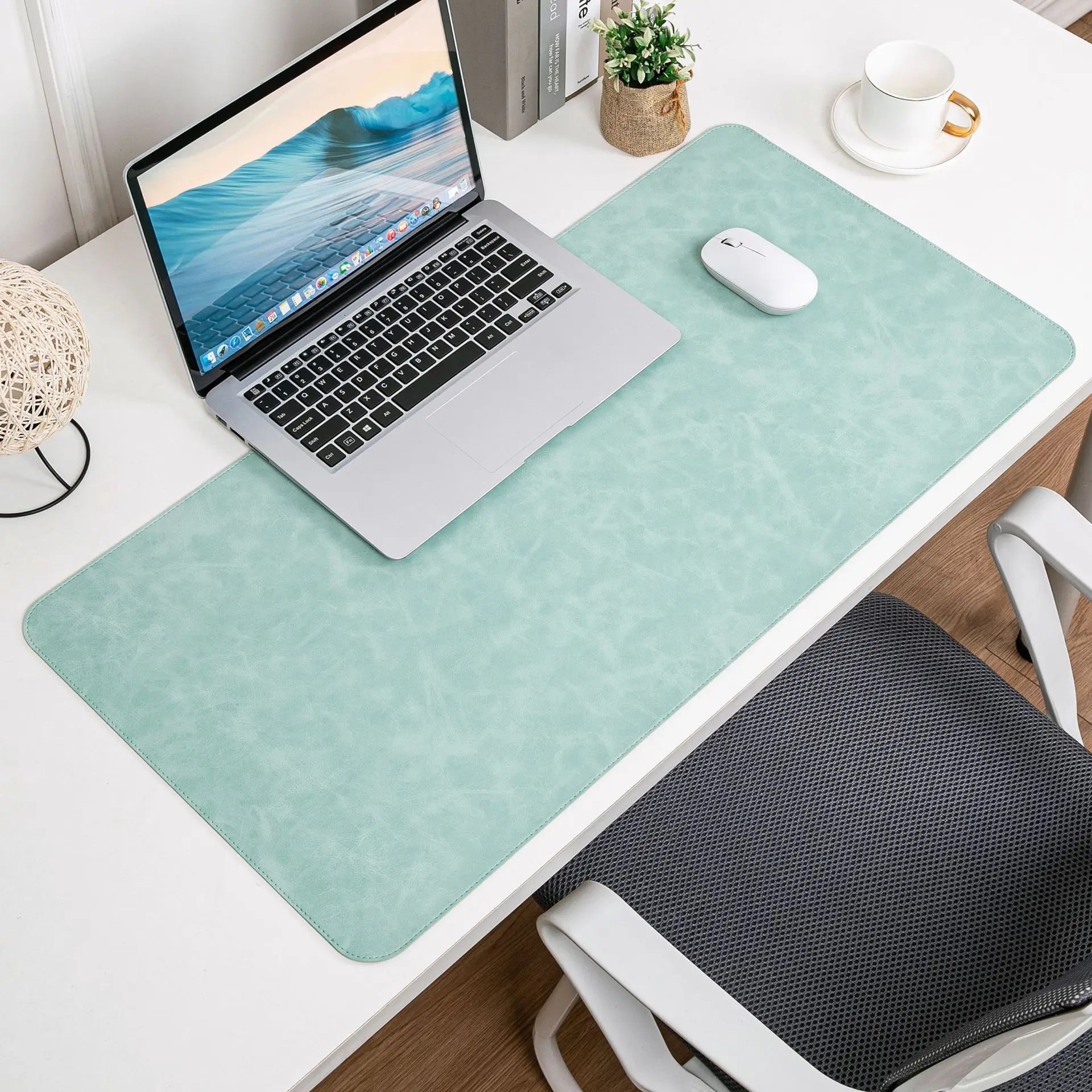 Luxe Faux Leather Desk Mat — Textured Writing Surface & Mouse Pad