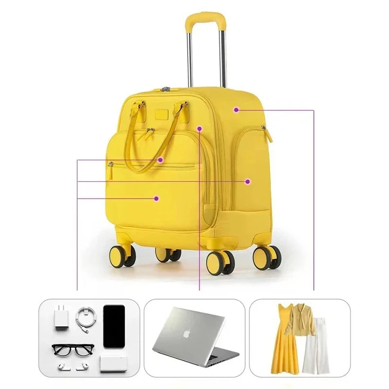 18 Inch Rolling Laptop Carry-On — Waterproof Business Travel Trolley Bag