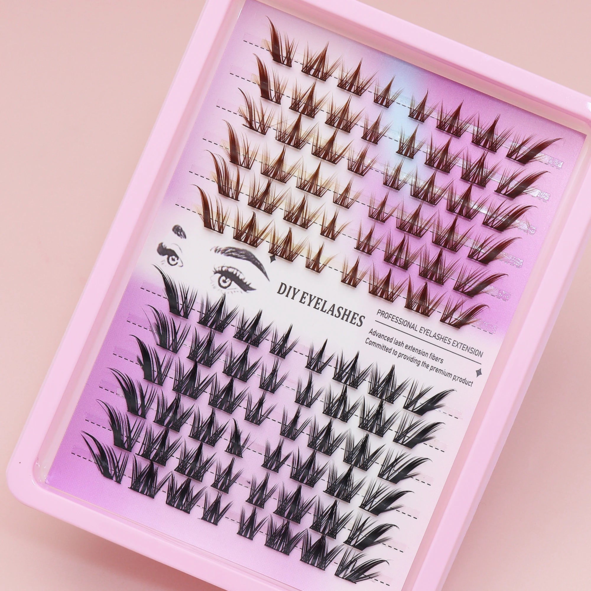 Ayrmilla Fox-Style False Eyelashes — Mixed Brown and Black Cluster Set