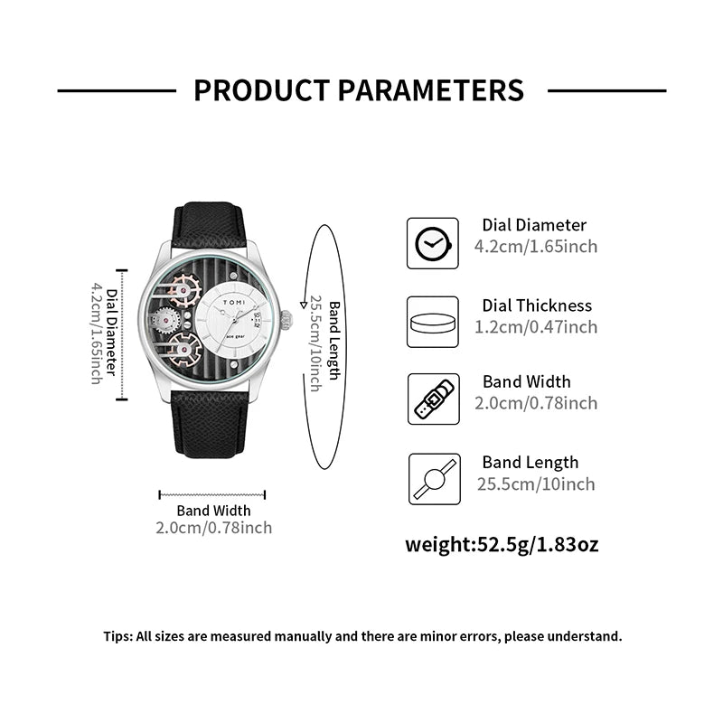 TOMI Men's Luxury Quartz Watch Set — Business Style with Detachable Straps
