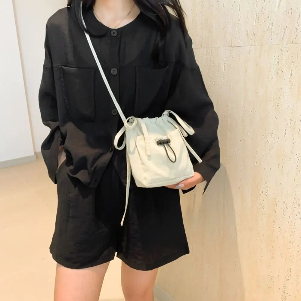 Drawstring Crossbody Bag — Lightweight Casual Shoulder Purse