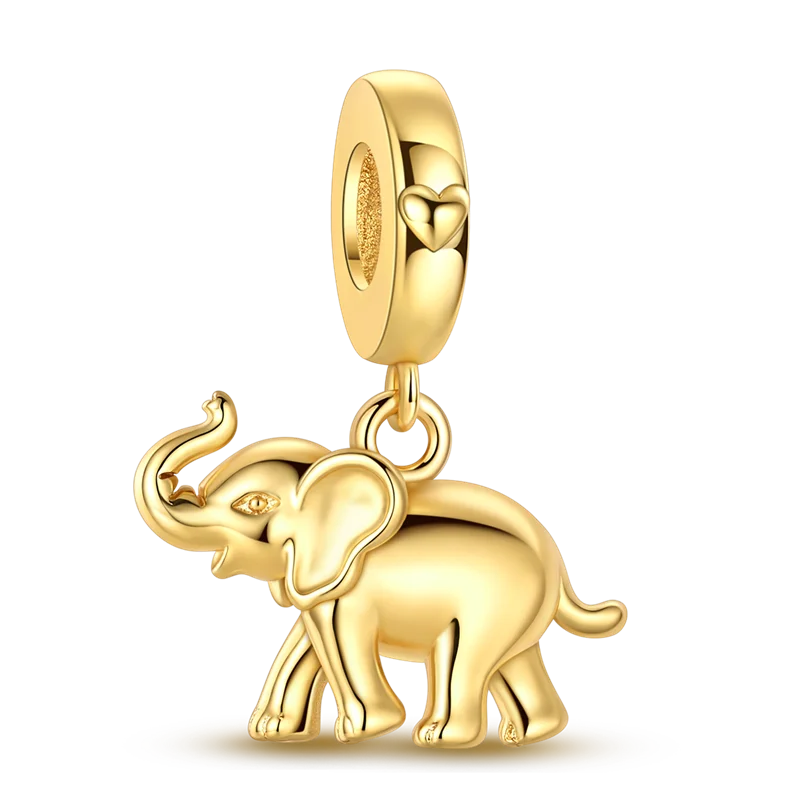 Charmhub Sparkling Zircon Elephant Charm — Gold Plated 925 Sterling Silver Bead