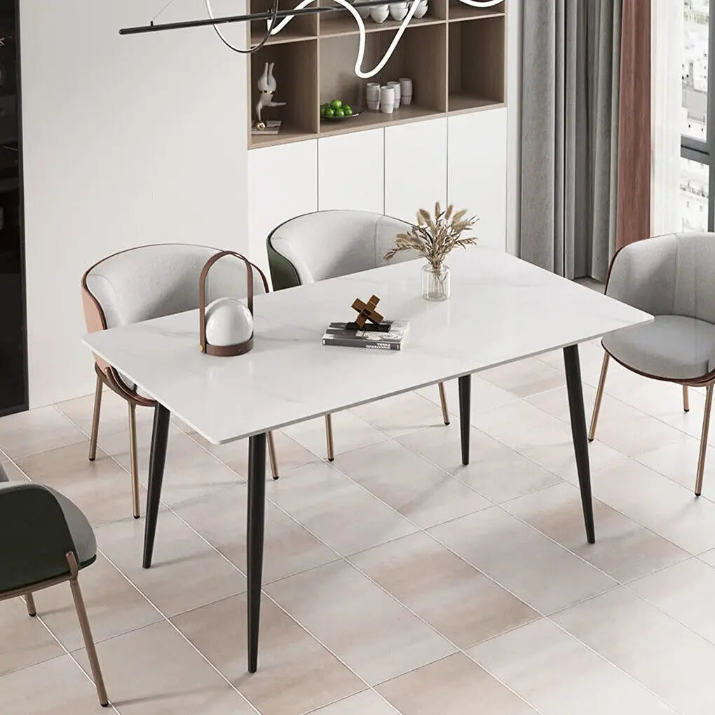 Modern Marble Dining Table — High Gloss Rectangular Kitchen Island Surface