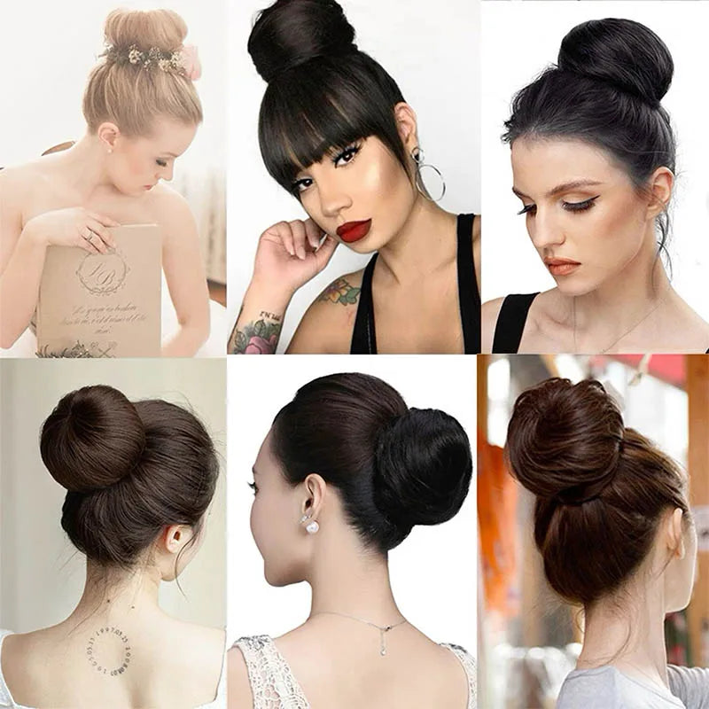 AOOSOO HAIR Synthetic Drawstring Hair Bun — Silk Straight Chignon for Daily Wear