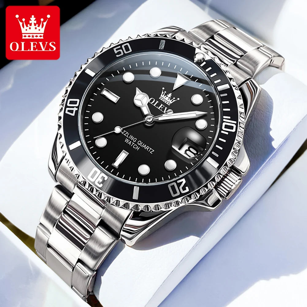 OLEVS 5885 Men's Business Watch — Stainless Steel Quartz Wristwatch
