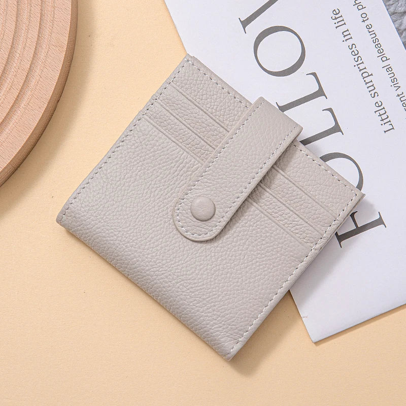 Genuine Leather Women's Mini Wallet — RFID Blocking Slim Two-Fold Purse
