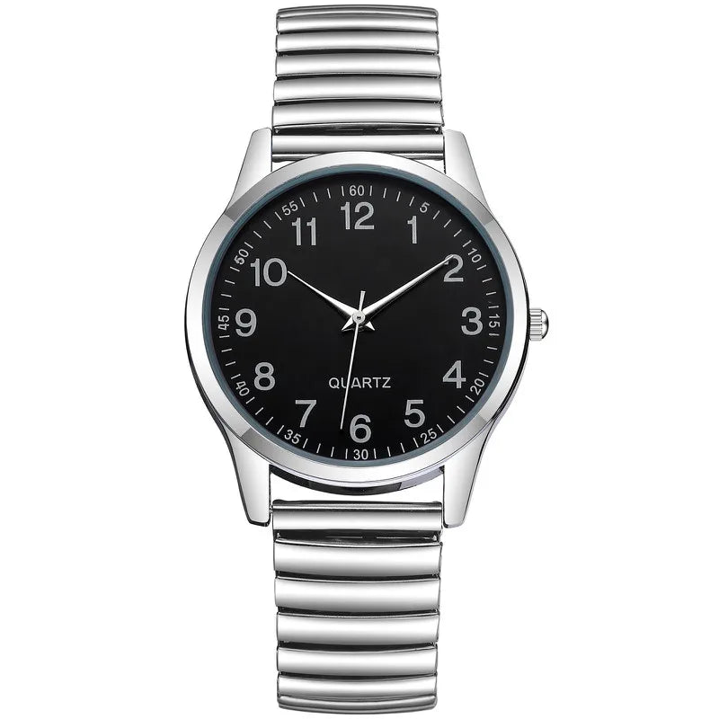 Fashion Couple Quartz Watches — Simple Arabic Dial with Elastic Band