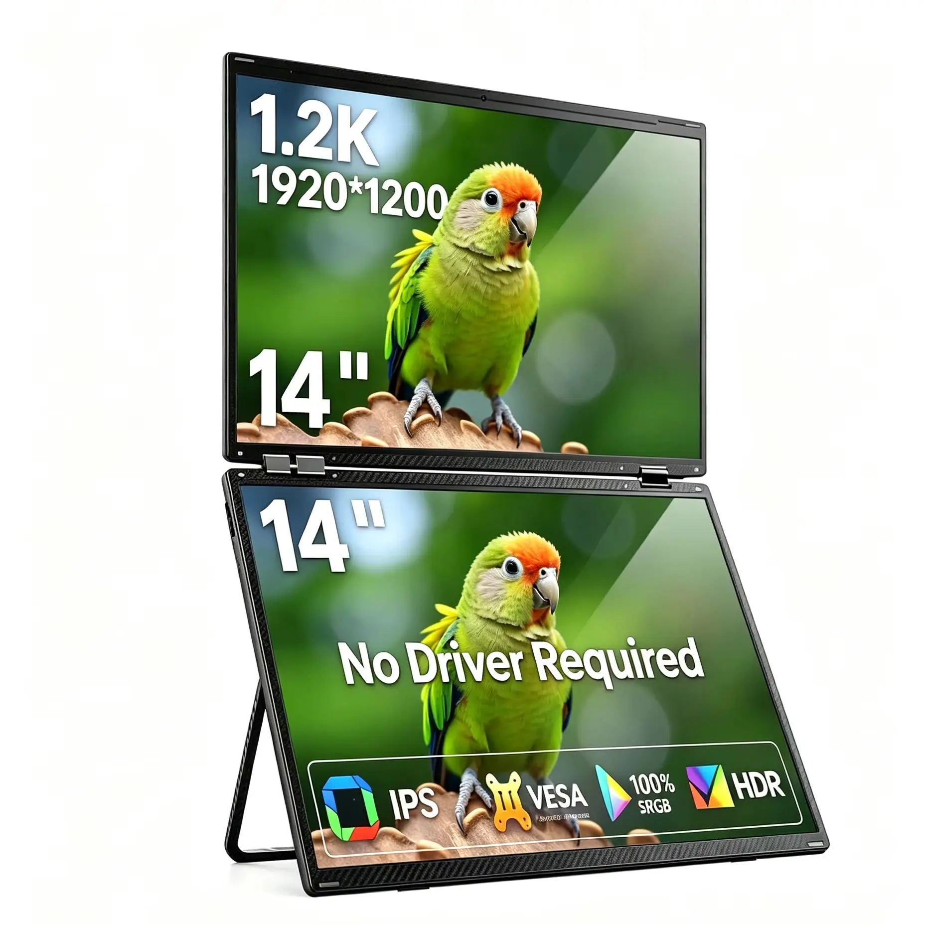 USLO 14 Inch Portable Dual Monitor — Triple Screen Display Extender for Laptops