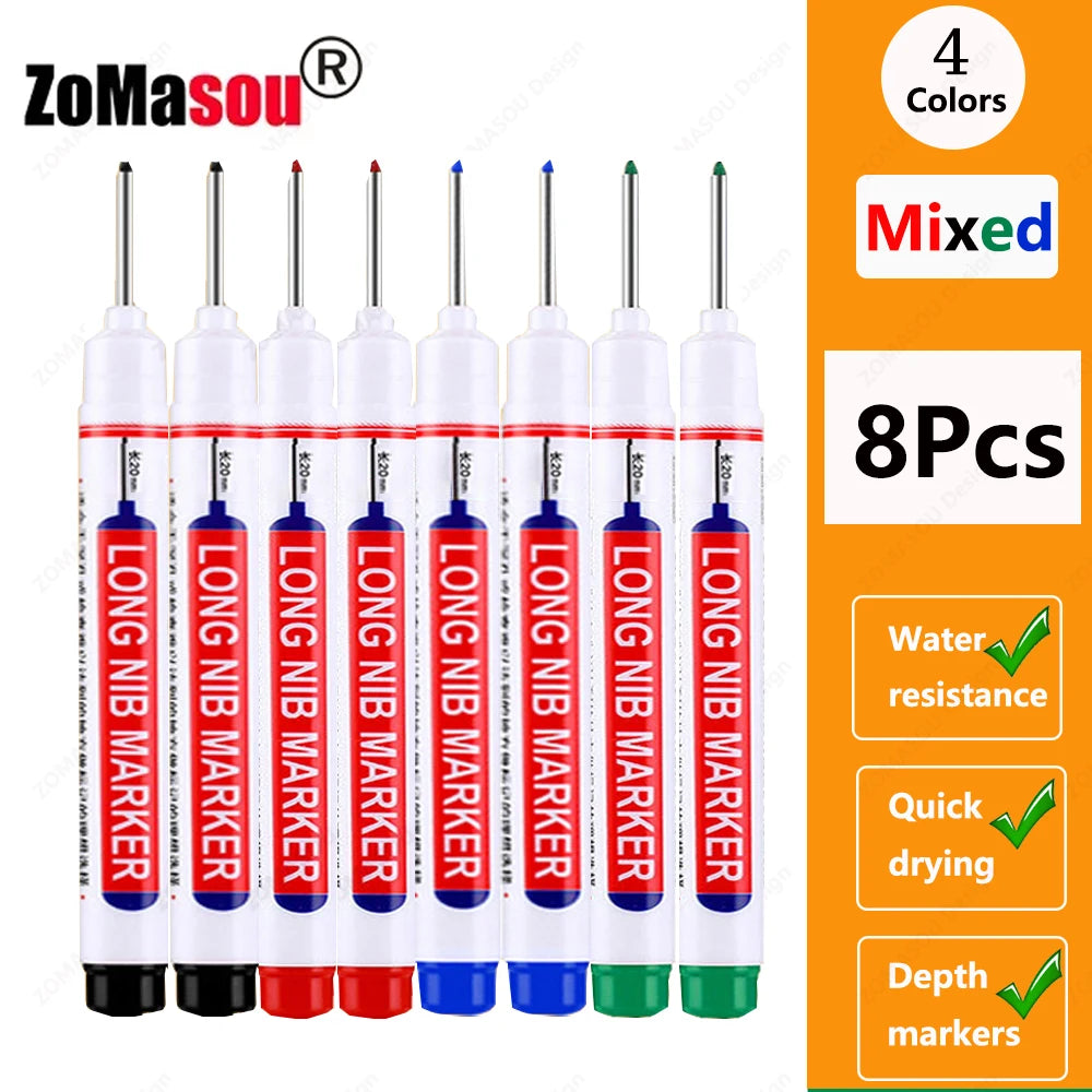 Deep Hole Marker Pen — Waterproof Long Head Woodworking Tool