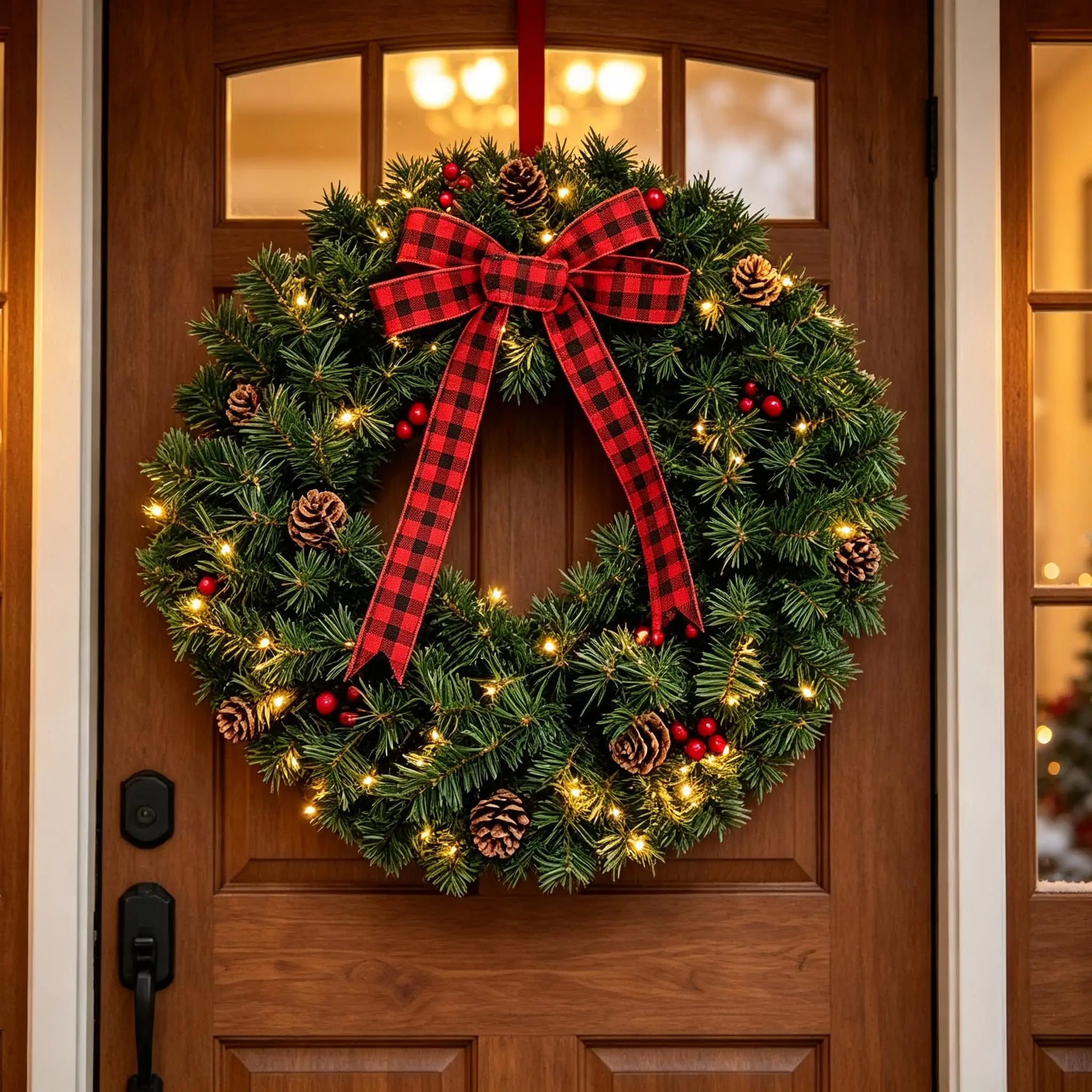 GAOMON Pre-Lit Christmas Wreath — Battery Powered LED Holiday Decor