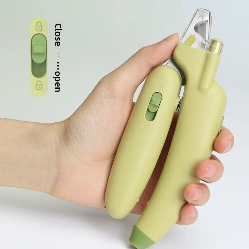 Professional Pet Nail Clipper — LED Light & Anti-Splash Shield, Multi-Function Trimmer