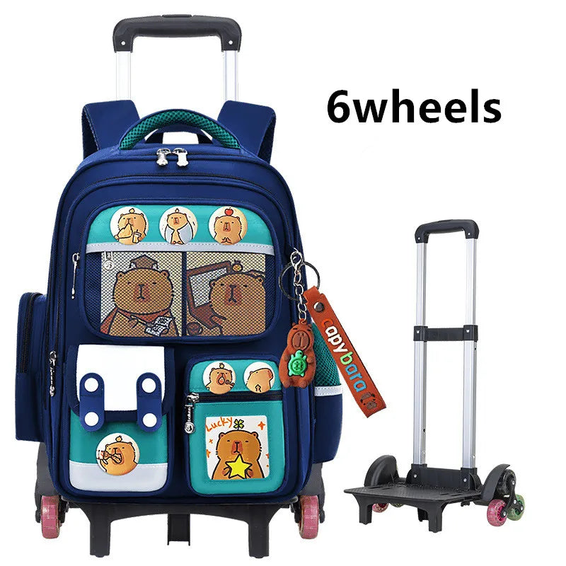 Kids Rolling School Bag — High Capacity Trolley Backpack with Wheels