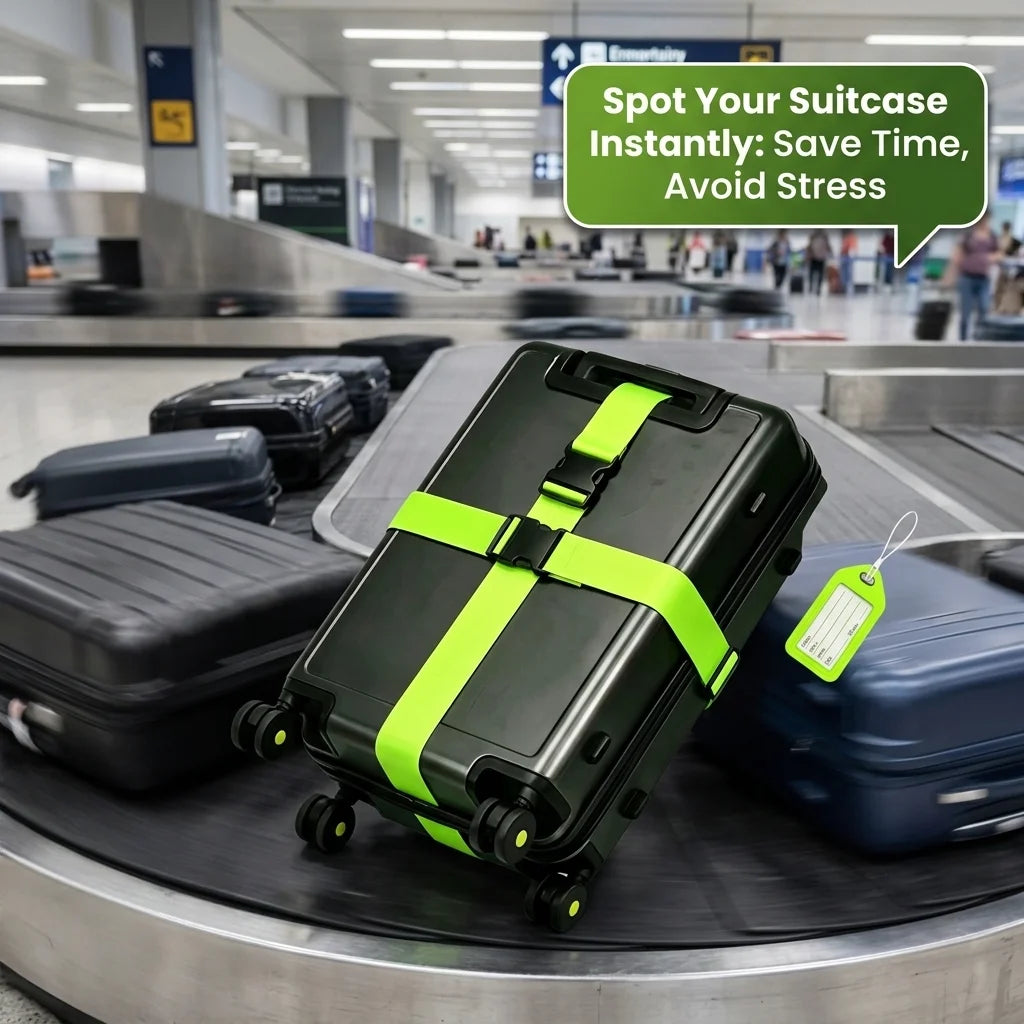 Luggage Security Set — Travel Strap and Identification Tag, 2-Piece Kit