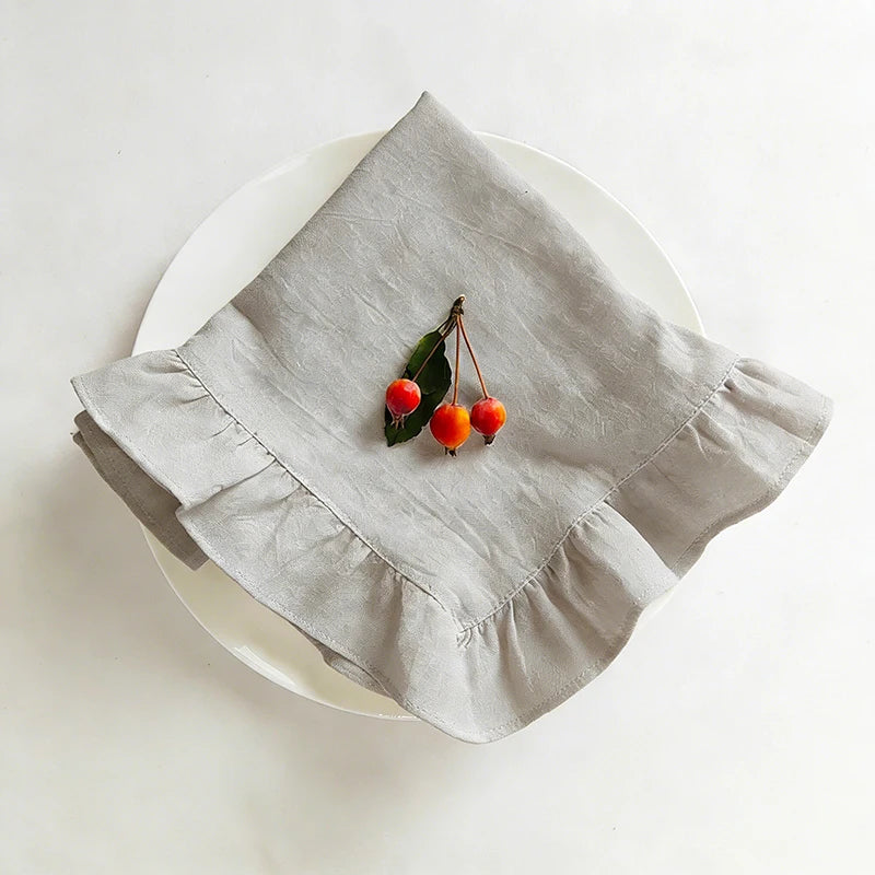 Cotton Ruffle Placemats and Napkins — Elegant Table Decor for Dining