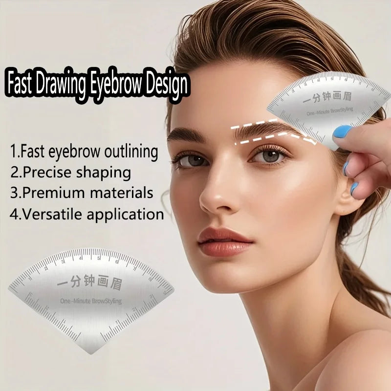 Stainless Steel Eyebrow Stencil — Fan Shaped Brow Shaping Tool