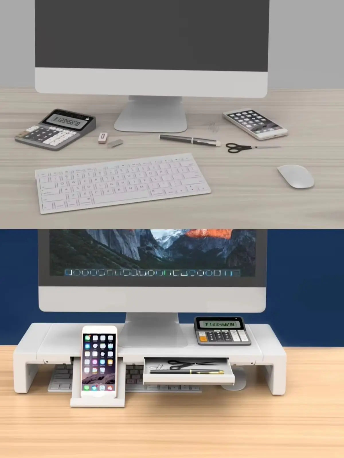 Minritech Monitor Stand Riser — Foldable Height Adjustable Desk Shelf