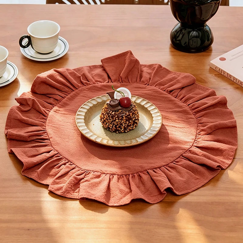 Cotton Ruffle Placemats and Napkins — Elegant Table Decor for Dining