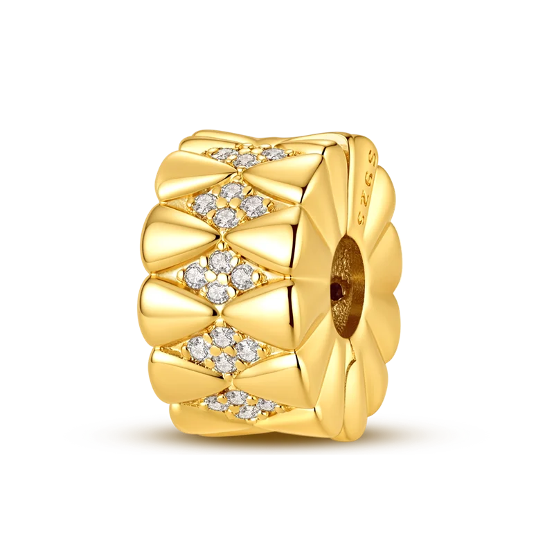Charmhub Sparkling Zircon Elephant Charm — Gold Plated 925 Sterling Silver Bead