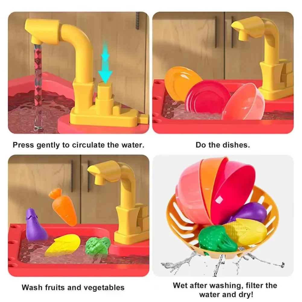 OUZEY Children's Kitchen Play Set — Educational Water Sink Toy