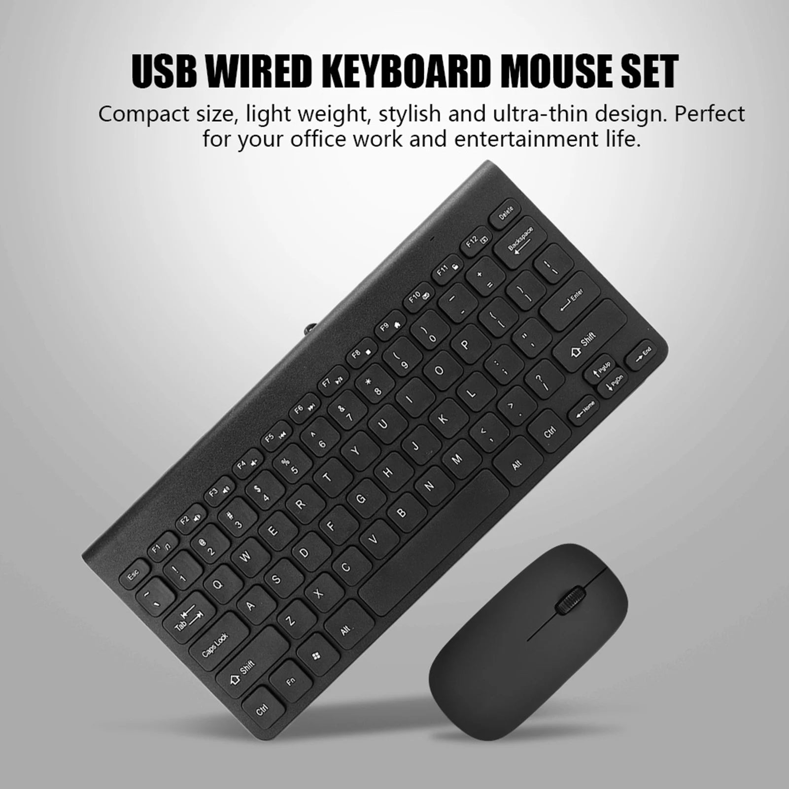 zyyini Ultra Thin Wired Keyboard and Mouse Combo — Compact USB Desktop Set