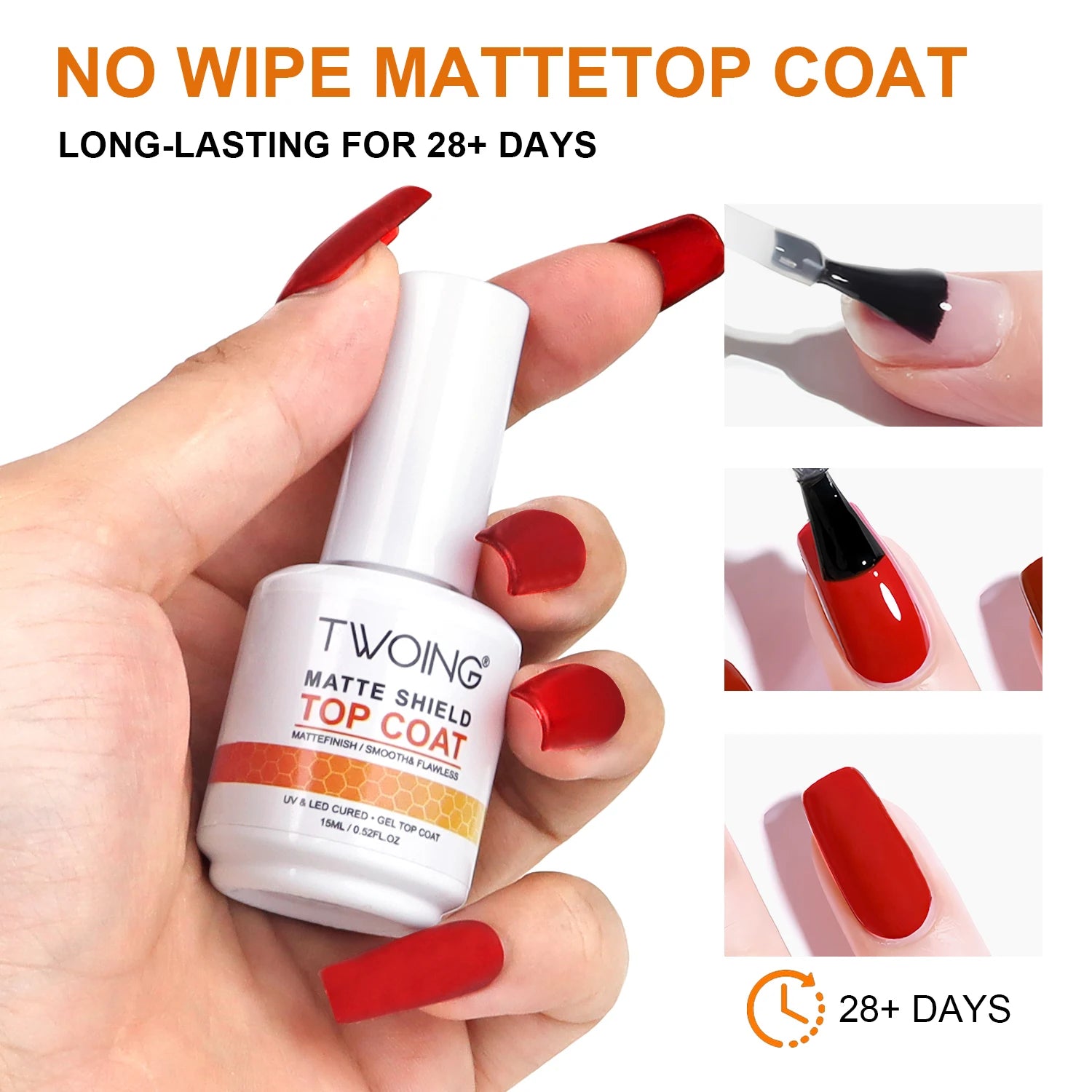 TWOING Velvet Matte Top Coat — No-Wipe Gel Finish Sealer, 15ml